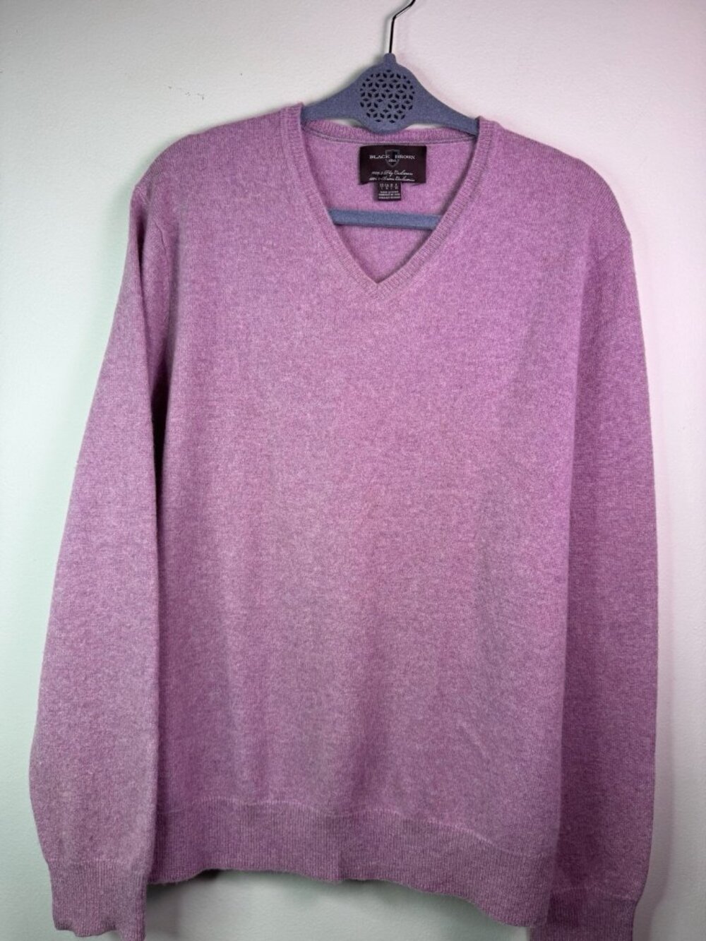 Black Brown 1826 Purple Men's 100% 2-Ply Cashmere Knit V Neck Sweater Size L